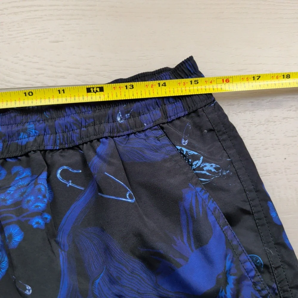 Paul Smith Botanical Print Swim Shorts Mens M Trunks Black Blue Beach Mesh Lined